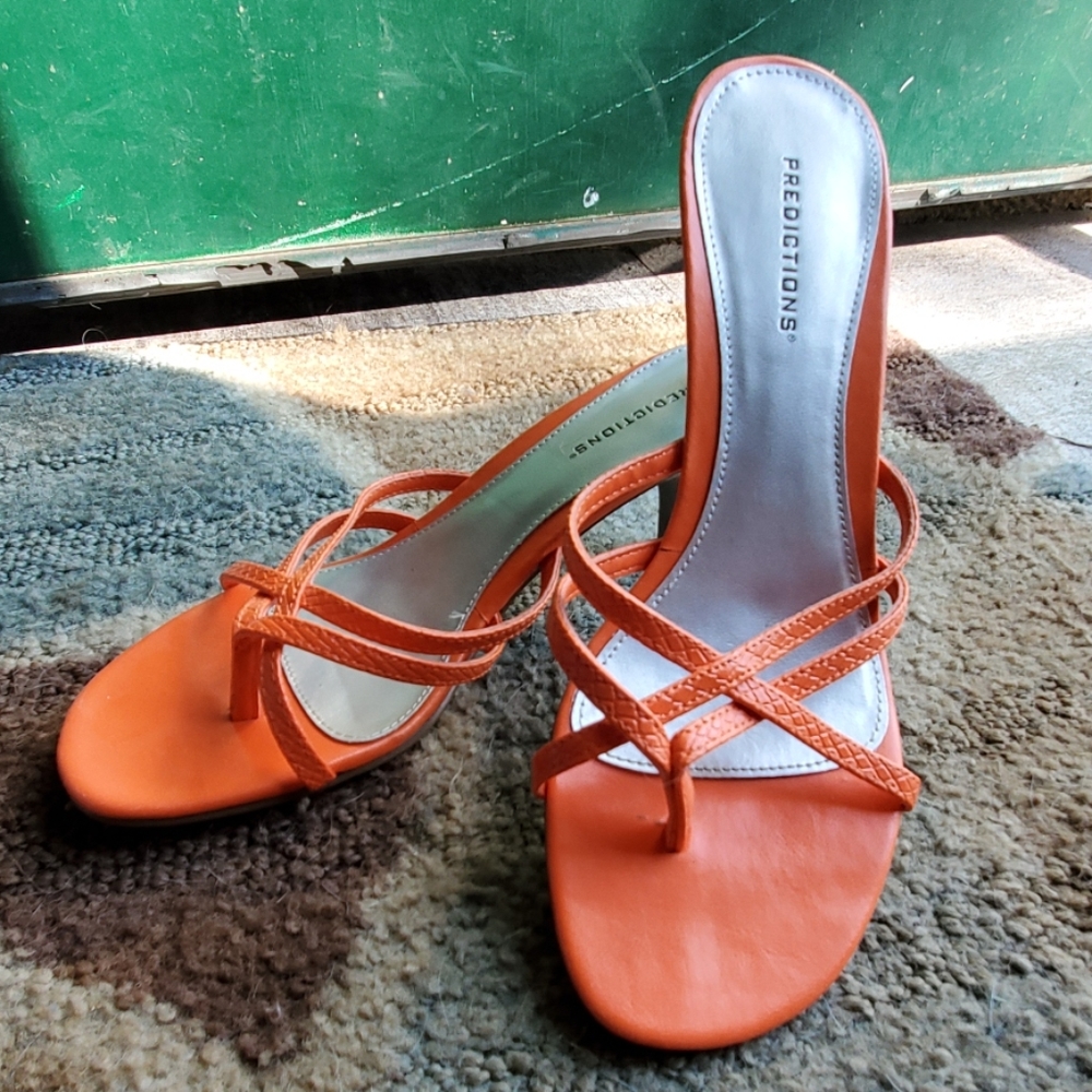 Orange heeled sandals